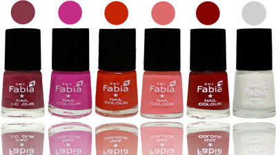 

Fabia Nail Polish Matte Look Attractive Your Nails Wine Red-Pink Pink-Fire Orange-Baby Pink-Bold Red-White(Pack of 6)