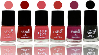 

Fabia Nail Polish Matte Look Attractive Your Nails Baby Pink-Bold Red-Strawberry-Candy Orange-Dark Magenta-Black(Pack of 6)