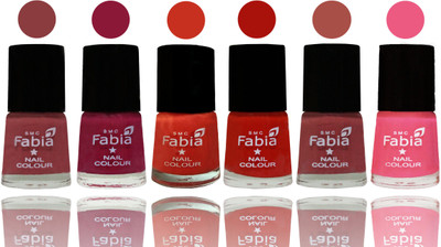 

Fabia Nail Polish Matte Look Attractive Your Nails Dark Nude-Pure Wine-Orange-Reddish Red-Dark Peach-Shock Pink Light(Pack of 6)