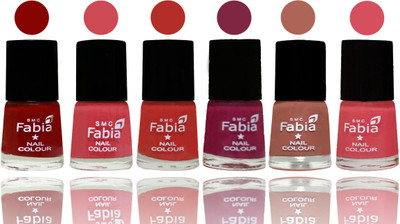 

Fabia Nail Polish Matte Look Attractive Your Nails Bold Red-Strawberry-Candy Orange-Dark Magenta-Coral-Punch Pink(Pack of 6)