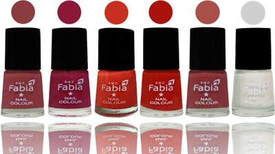 

Fabia Nail Polish Matte Look Attractive Your Nails Dark Nude-Pure Wine-Orange-Reddish Red-Dark Peach-White(Pack of 6)