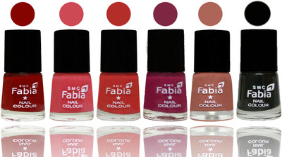 

Fabia Nail Polish Matte Look Attractive Your Nails Bold Red-Strawberry-Candy Orange-Dark Magenta-Coral-Black(Pack of 6)
