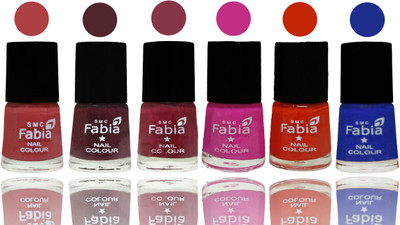 

Fabia Nail Polish Matte Look Attractive Your Nails Peach-Wine-Wine Red-Pink Pink-Fire Orange-Shock Blue Dark(Pack of 6)