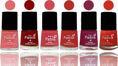 

Fabia Nail Polish Matte Look Attractive Your Nails Baby Pink-Bold Red-Strawberry-Candy Orange-Dark Magenta-Orange(Pack of 6)