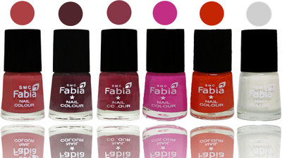 

Fabia Nail Polish Matte Look Attractive Your Nails Peach-Wine-Wine Red-Pink Pink-Fire Orange-White(Pack of 6)