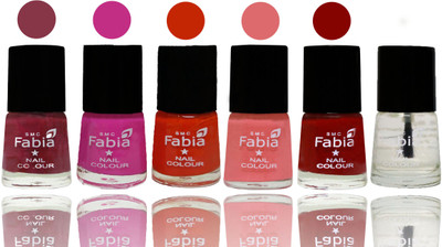 

Fabia Nail Polish Matte Look Attractive Your Nails Wine Red-Pink Pink-Fire Orange-Baby Pink-Bold Red-Top Coat(Pack of 6)