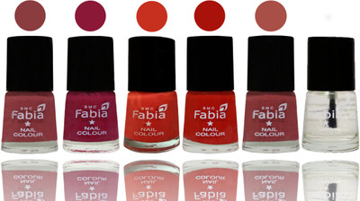 

Fabia Nail Polish Matte Look Attractive Your Nails Dark Nude-Pure Wine-Orange-Reddish Red-Dark Peach-Top Coat(Pack of 6)