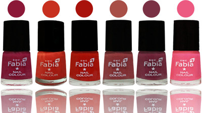 

Fabia Nail Polish Matte Look Attractive Your Nails Pure Wine-Orange-Reddish Red-Dark Peach-Plum-Shock Pink Light(Pack of 6)