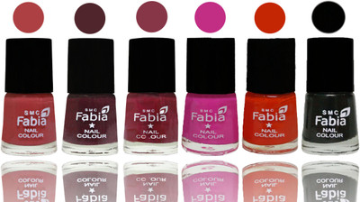 

Fabia Nail Polish Matte Look Attractive Your Nails Peach-Wine-Wine Red-Pink Pink-Fire Orange-Black(Pack of 6)