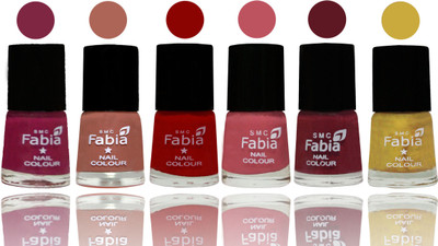 

Fabia Nail Polish Matte Look Attractive Your Nails Dark Magenta-Coral-Red-Coral Pink -Jam-Mattis gold(Pack of 6)