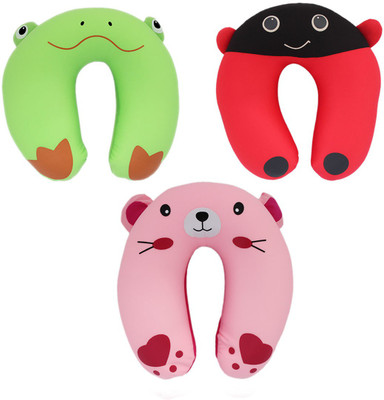 

Tootpado Travel Neck Pillow Frog 10"x11" (28cm) - Pack of 3 (CHNK18) - Neck Rest Travel Cushion With Microbeads Filling Neck Pillow(Multicolor)