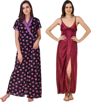 KEOTI Women Robe(Purple, Black)