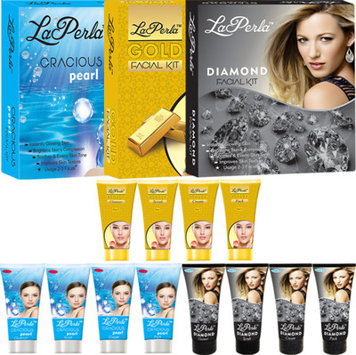 

La Perla Gold, Diamond And Pearl Facial Kit 80g Each GC580 240 g(Set of 3)