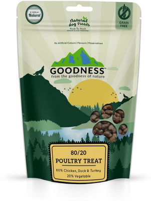 

Goodness Grain free Dog treat Chicken, Turkey, Duck 200 g Dry Dog Food