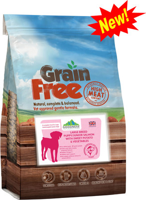 

Goodness Grain free Large breed Puppy Salmon, Sweet Potato, Vegetable 2 kg Dry Dog Food
