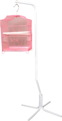 

Aquapetzworld 4 Leg Bird Cage Stand Bird Play Stand with Cage(Pink) Bird House