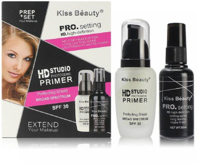

Kiss Beauty Makeup Fixer + Primer Prep Set combo (Set of 2) Primer - 50 ml(white)