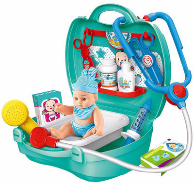

TALKING GANESHA Bring Along New Doctor Suitcase Pretend And Play Set with Cute Baby Toy for Kids - 17 Pieces ABS QUALITY