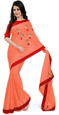 Om Shantam sarees Embellished, Applique Bollywood Georgette Saree(Multicolor)