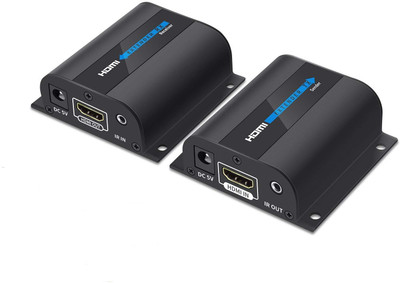 

Microware 60m HDMI Extender Repeater 1080P with IR Signal Transmission Up to 197 Feet Supports Sky HD Box Laptop PC DVD PS4 Media Streaming Device(Black)