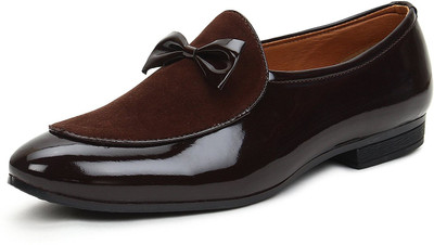 

BLACKMOON BLACKMOON formal bow tie shining partywear brown shoes for men Party Wear For Men(Brown
