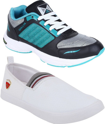 

Chevit Combo Pack of 2 Casual & Sports Shoes (Loafers & Running Shoes) Sneakers For Men(Blue, Black, White