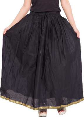 DIAMO Solid Women Straight Black Skirt