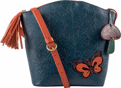 

Holii Women Casual Blue Genuine Leather Sling Bag
