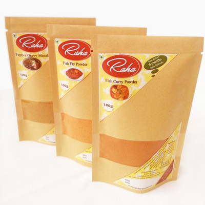 RAHA FOODS COMBO (Fish Curry Powder 100g & Fish Fry Powder 100g & Pepper Gravy Masala 100g)(3 x 33.33 g)