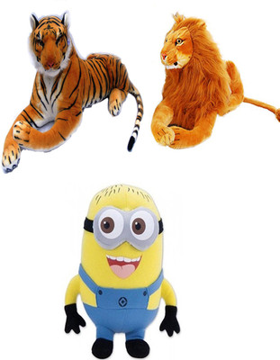 

Marchie's Soft Wild Animal Tiger And Lion Medium toy 40cm Size Set of 2 and Cute Minions Cute Cartoon Soft Toy Birthday Gift For Kids (33Cm) - 5 cm(Multicolor)