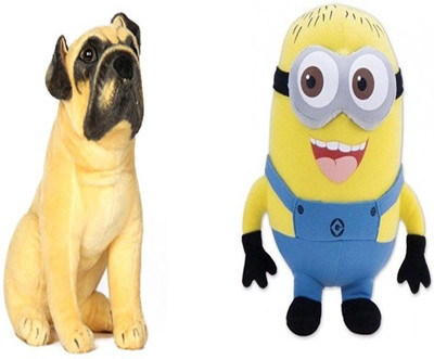 

Marchie's Brown Pug Dog Stuffed Soft Plush Toy Kids Birthday Gift (25 CM) and Cute Minions Cute Cartoon Soft Toy Birthday Gift For Kids (33Cm) - 5 cm(Multicolor)