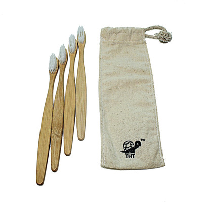 

The Happy Turtle Bamboo Toothbrush with Nylon Bristles (for Adults) Medium Toothbrush(Pack of 4)