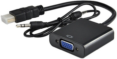 

GVAAS TV-out Cable HDMI To VGA With Audio Converter Adapter Cable (Black OR White)(Black:white, For TV, 0.15)