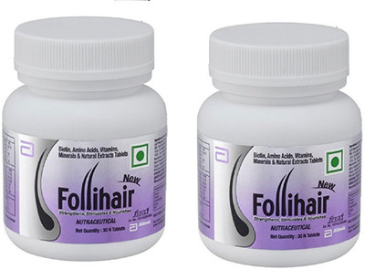 

Abbott New Follihair Biotin 10000 MCG , Amino Acids, Vitamins Minerals & Natural Extracts(60 mg)