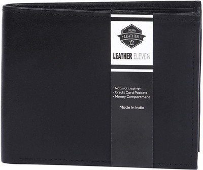 

LAER Boys Black Genuine Leather Wallet(12 Card Slots)
