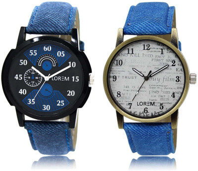 

LOREM OM-2-28 Designer White & Black Round Boy's Leather Watch - For Men