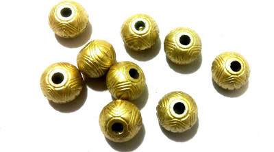 

GOELX Matt Gold Acrylic Round Matka Beads for Jewellery Making/Craft Work