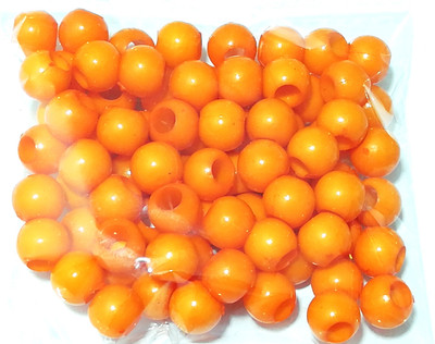 

GOELX Plastic Round Beads for Beading, Jewellery Making & Art Craft Work !! Size : 1cm X 1cm - Pack of 100 - ORANGE