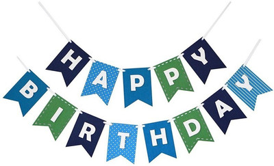 

Theme My Party Happy Birthday Good Quality Banner (Blue) Banner(10 ft, Pack of 1)