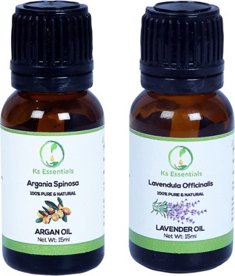 Ks Essentials Argan Oil & Lavender Oil Combo Pack (15 ml) Each(15 ml)