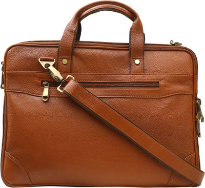 

Probasta Tan Corner Cut Medium Briefcase - For Men(Tan)