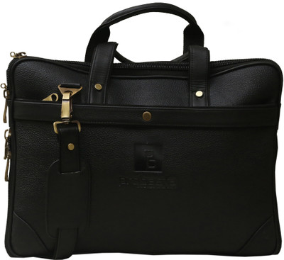 

Probasta Black Corner Cut Medium Briefcase - For Men(Black)