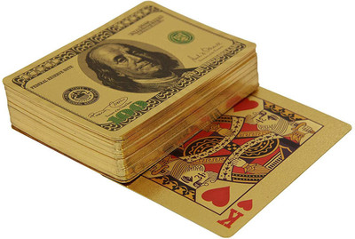 

QUINERGYS ® Gold Poker Card, 24K Gold Foil Plated Flexible Waterproof Playing Cards Poked Deck 99.9% Pure-Perfect for Leisure Time(Metallic Gold)