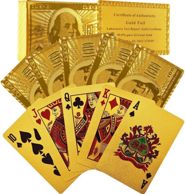 

QUINERGYS ® Waterproof Pure Golden Pattern Poker Playing Card(Glowing Gold)
