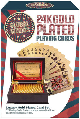 

QUINERGYS ™ Dual Side Gold Poker Playing Cards, Plastic PVC Waterproof Deck of Cards with Gift Box, Use for Party, Club and Outdoor Activities(Gold sand)