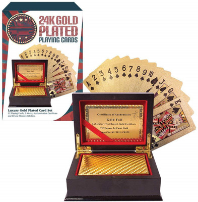 

QUINERGYS ™ 24k Gold Foil Plastic Waterproof Playing Cards Poker (Dragons Pattern)(Roman Gold)