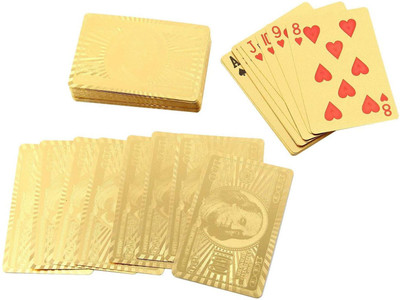 

QUINERGYS ™ Multiple Designs Plating Poker Waterproof Plastic Gold Plated Poker Cards(Vegas Gold)
