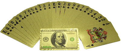 

QUINERGYS ® New 24K Karat Gold Foil Plated USD Poker Playing Cards(Goldenrod)