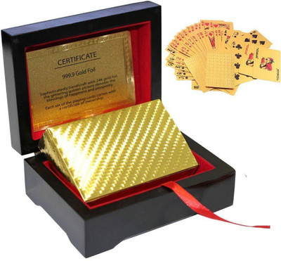 

QUINERGYS ™ General Printing Tablet Card Pokers With Black Wooden Box(Off-Gold)