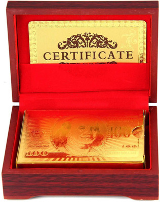 

QUINERGYS ™ 24K Gold Plated Playing Cards Full Poker Deck 99.9% Pure With Wood Box(Old Gold)